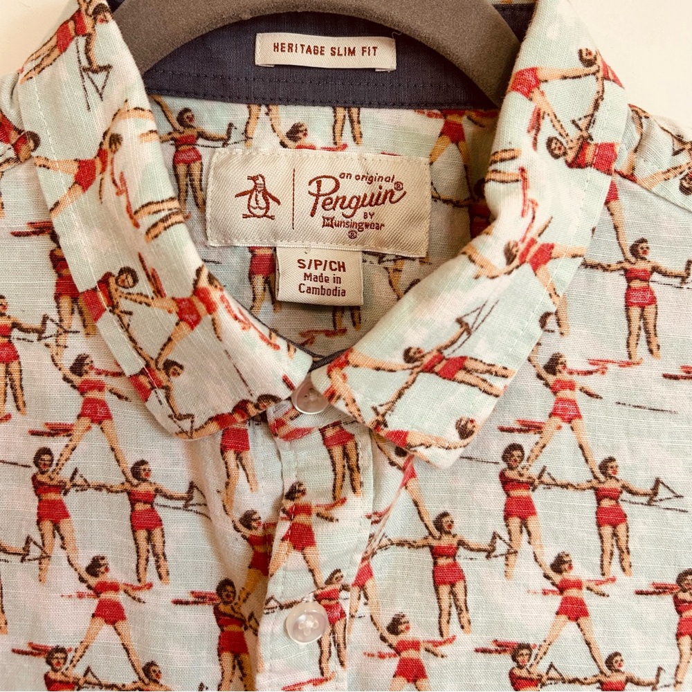 Original Penguin vintage Waterskiing Print Casual Button Down Shirt